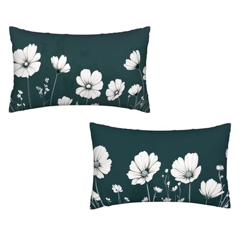 Kissenbezug 40x80 Olivgrün 2er Set Samt Kissenbezug Blume Sofakissen Weiche Kissenhülle Quadratische Dekokissen Zierkissenbezug mit Unsichtbarem ReißVerschluss für Sofa Wohnzimmer Schlafzimmer K-13 von MXRUOO