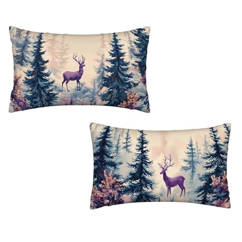 Kissenbezug 40x80 Wald 2er Set Samt Kissenbezug Reh Sofakissen Weiche Kissenhülle Quadratische Dekokissen Zierkissenbezug mit Unsichtbarem ReißVerschluss für Sofa Couch Wohnzimmer Schlafzimmer H-54 Kissenbezug 40x80 Wald 2er Set Samt Kissenbezug Reh Sofakissen Weiche Kissenhülle Quadratische Dekokissen Zierkissenbezug mit Unsichtbarem ReißVerschluss für Sofa Couch Wohnzimmer Schlafzimmer H-54 von MXRUOO
