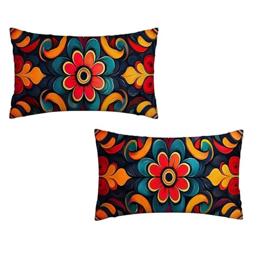 Kissenbezug 60x120 Bunt 2er Set Samt Kissenbezug Marokko Sofakissen Weiche Kissenhülle Quadratische Dekokissen Zierkissenbezug mit Unsichtbarem ReißVerschluss für Sofa Wohnzimmer Schlafzimmer K-65 von MXRUOO