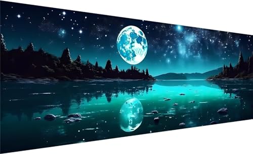 MXRUOO Diamond Painting, Diamant Painting Bilder See, DIY Diamant Kunst Malerei Stickerei Set, Diamant Malen nach Zahlen Erwachsene, Mond Diamond Painting Set für Home Wanddeko Geschenk 210x70cm A-1 von MXRUOO