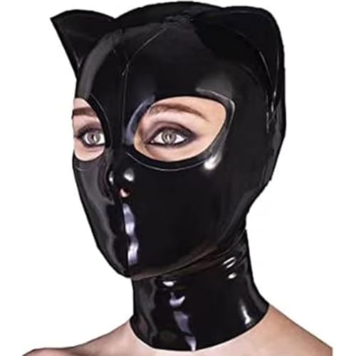 MXRYSQY Erwachsene Kapuze Aus Schwarzem Gummi Latex Mit Reißverschluss Geeignet Für HalloweenClub-Kostümpartys(Size:XL-53.5CM) von MXRYSQY