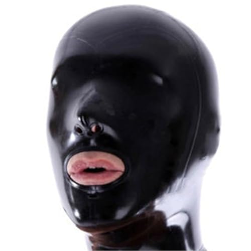 MXRYSQY Handgefertigter Kopfschmuck aus Latex Der Reißverschluss auf der Rückseite gibt nur den Mund frei(Size:M-65CM) von MXRYSQY
