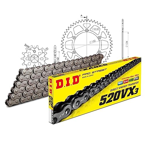 Kettensatz DID Alu 520VX3 / 112 Clipschloss schwarz für Kawasaki KX 250 ccm Bj. 1994-1998 Kettensatz DID Alu 520VX3 / 112 Clipschloss schwarz für Kawasaki KX 250 ccm Bj. 1994-1998 von MXT