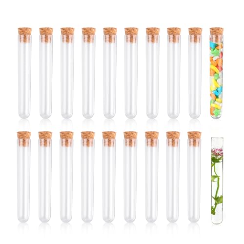 20 Stück Reagenzglas mit Korken,MXTIMWAN Reagenzgläser mit Korken,Kunststoff Transparent Reagenzglaser,Reagenzglas Vase,Reagenzgläser Klein für DIY,Blumen,Liquids,Spices,Bonbons,Laboratorien,12mm×75mm von MXTIMWAN