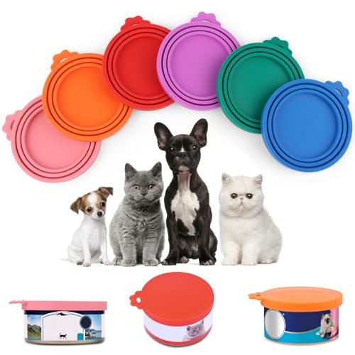 6 Stück Deckel Für Dosen, Tierfutter-Dosendeckel Katzenfutter, Tierfutterdosen Mehrweg Deckel, Universal Silikon Deckel für Katzen-und Hundefutterdosen von MXTIMWAN