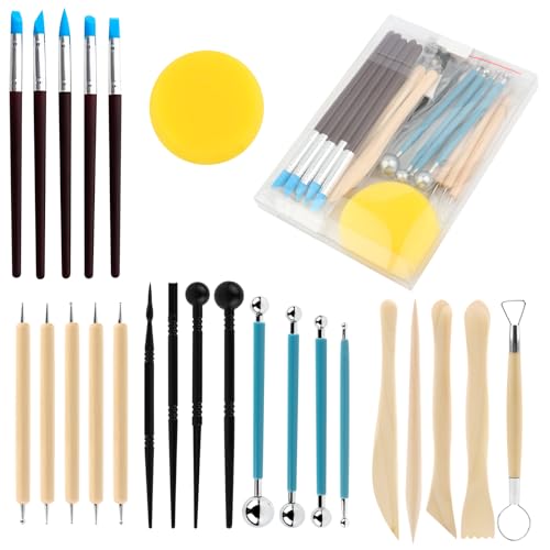 MXTIMWAN 24 Stück Modellierwerkzeug Ton Set, Polymer Clay Sculpting Tools, Keramik Sculpting Ton Werkzeug, Carving Tools Clay für DIY Kunsthandwerk, Skulptur, Anfänger Clay Tools (24a) von MXTIMWAN