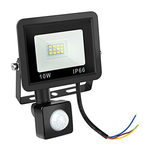 MXTIMWAN LED Strahler mit Bewegungsmelder, 10W Außenstrahler Kaltweiß Superhell Scheinwerfer LED Fluter IP66 Wasserdichter, Aussenlampe mit Bewegungsmelder für Garten, Innenhöfe, Garage von MXTIMWAN