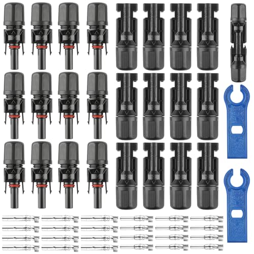 MXTIMWAN 12 Paar Solarpanel Stecker, Männlich/Weiblich Solarpanel Stecker, Wasserdicht, Solar Stecker Set mit 2 Schraubenschlüssel für 2.5/4/6 mm² Solarpanel PV Kabel von MXTIMWAN