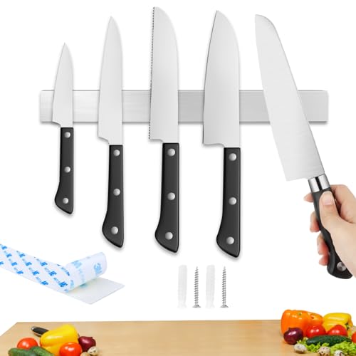 Magnetleiste Messer 40cm aus Edelstahl, MXTIMWAN Messerleiste Magnetischer Magnetisch, Magnetleiste Selbstklebend aus Edelstahl, Messermagnete Wand für Messer, Küchenutensilien, Werkzeuge von MXTIMWAN