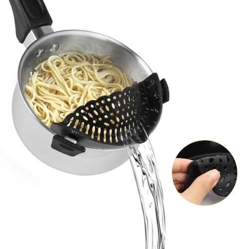 Silikonsieb Küchensieb, MXTIMWAN Clip hitzebeständiges Sieb Silikon-Lebensmittelsieb zum Anklippen mit Siebe Spülmaschinenfestes für Nudeln,Pasta,Gemahlenes Rind,Gemüse,für Alle Töpfe und Schüsseln von MXTIMWAN