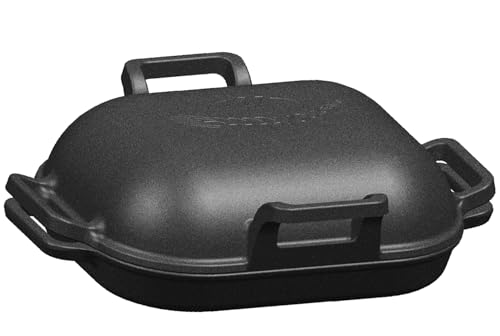 Kastenform aus Gusseisen, 39,4 x 32 x 12,7 cm, versiegelte Brotglocke, Dutch Oven mit Deckelgriffen, Lame, zum Backen von Truthahn, Huhn, Gemüse und hausgemachtem Brot (CD-MBG-3) von MXWLEIEL