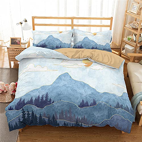 MXYHDZ Doppelbett Bettbezug, weich, mit Reißverschluss 155 x 220 cm Natur Berge Himmel Landschaft 100% Atmungsaktive Angenehme Mikrofaser Bettwäsche weiche Flauschige Bettbezüge mit Reißverschluss von MXYHDZ