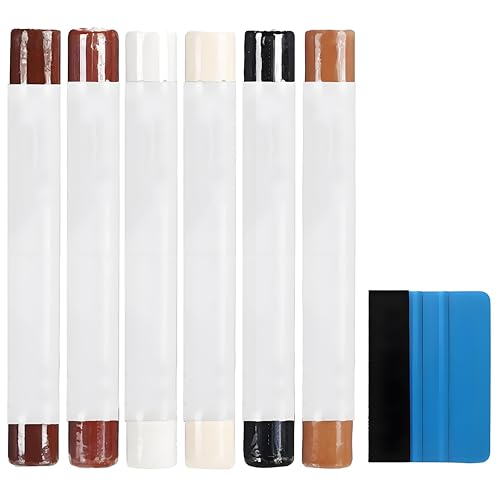 7Stück Parkett Reparaturset,Holz Reparaturset Raufaser Reparatur Wood Filler Mit 6 Farben und 1 Abstreifer Holzwachs Parkett Laminat Ideal für Möbel und Andere Holzoberflächen von MXYZQDE