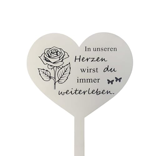 MXYZQDE Grabschmuck Wetterfest, Herzförmiges Grabzeichen, 18 x 12 cm, Für Friedhofsdekoration Und Gedenkgeschenke, Robust Und Langlebig von MXYZQDE