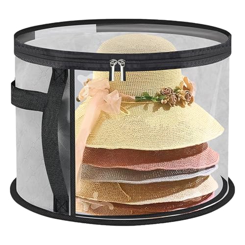 MXYZQDE Hutschachtel, Runde Box Mit Deckel Aufbewahrungsbox Die 7-Ball-Hüte und Cowboy-Hüte Halten Kann Pappe Cap Ständer Mit Tragegriffen, Transparente Kappenhalter Box (42 * 28 cm) von MXYZQDE