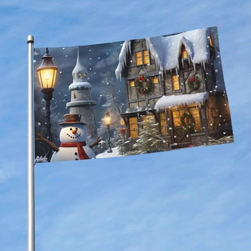 Flagge, 150 cm x 90 cm, doppelseitig, für den Außenbereich, strapazierfähig, Banner mit 2 Ösen, Dekoration, Hofflaggen, Weihnachten, Schneemänner und Häuser, Polyester, Willkommensflaggen für Urlaub Flagge, 150 cm x 90 cm, doppelseitig, für den Außenbereich, strapazierfähig, Banner mit 2 Ösen, Dekoration, Hofflaggen, Weihnachten, Schneemänner und Häuser, Polyester, Willkommensflaggen für Urlaub von MXZERFKGLA