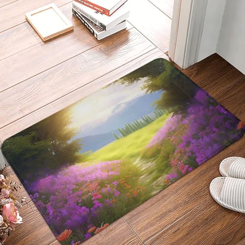 MXZERFKGLA Fußmatte rutschfeste Fußmatte für den Außenbereich, 60 x 40 cm, für den Eingangsbereich, Blumen, Feldfußmatte, saugfähige Willkommensmatten, waschbare Fußmatten für Flur, Außenbereich von MXZERFKGLA