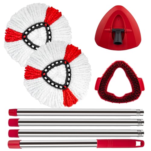 Moppköpfe, Basis, Mop Griff Kompatibel mit Velida Turbo EasyWring 1-Tank System, 2 Wischmopp Ersatzköpfe, 1 Mop Stick, 1 Mop Base und 1 Mop Base Scrub Brush Combo Set von MXZONE