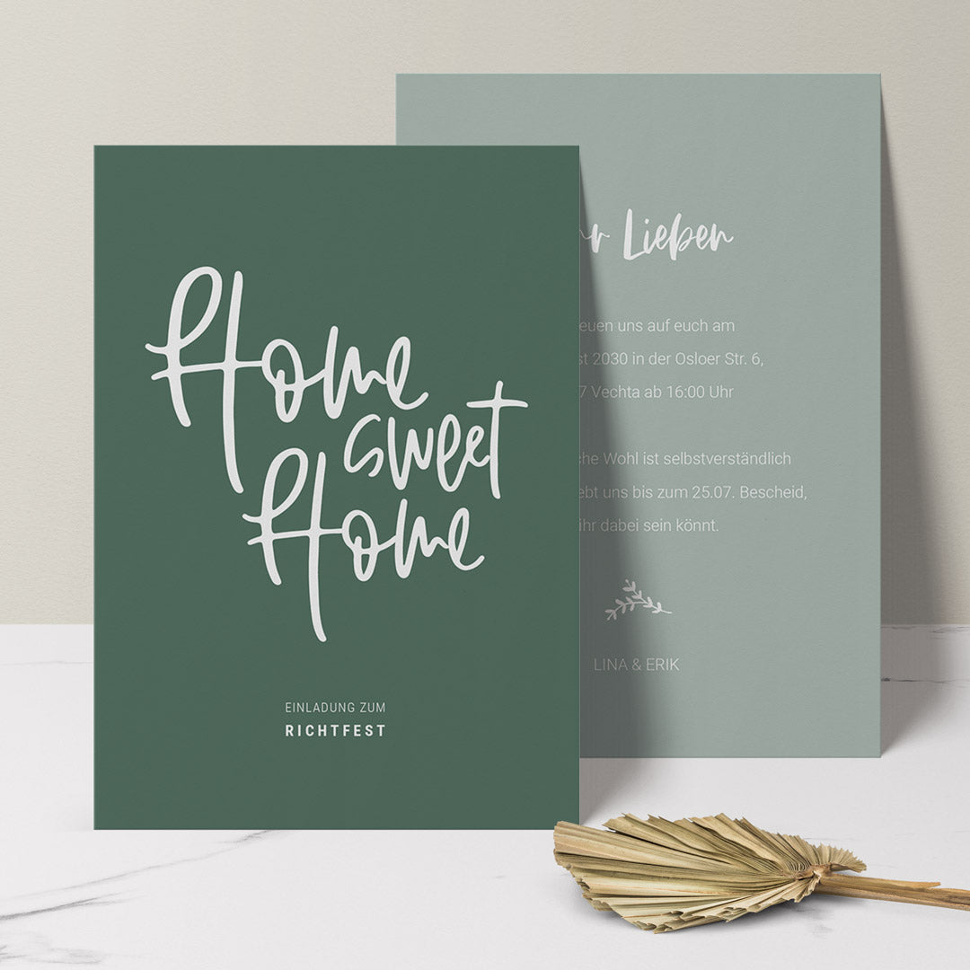 Einladung Richtfest 'Home Sweet Home No1', Postkarte (14.8x10.5) / 70 von MY FAM POSTER | Personalisierte Poster