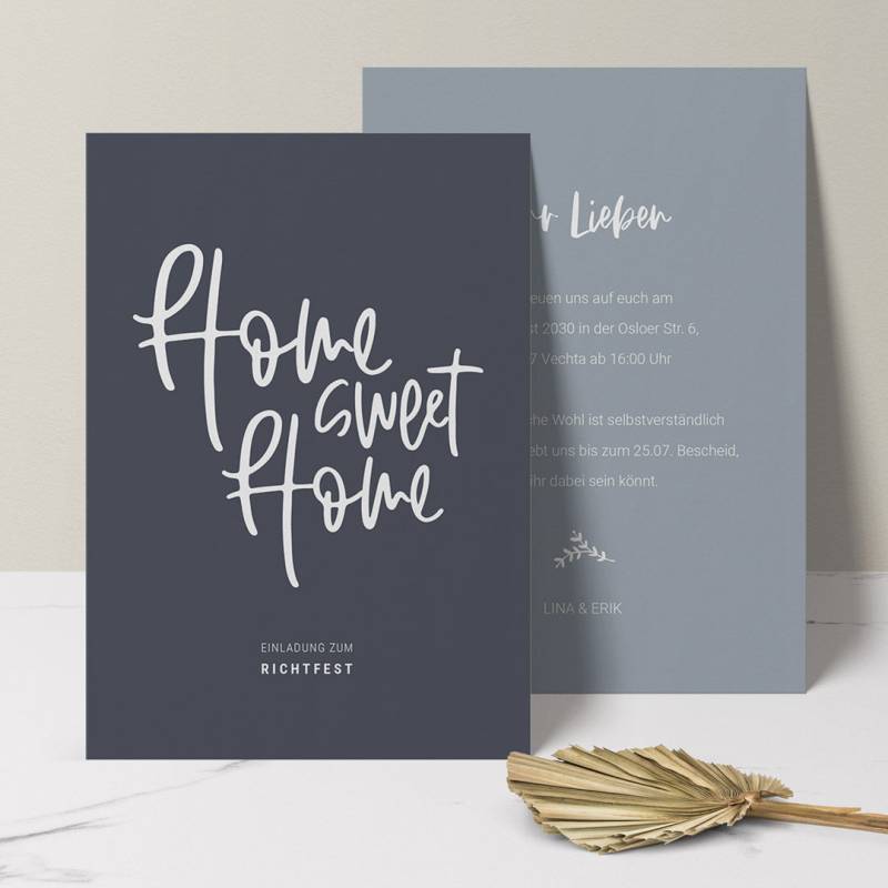 Einladung Richtfest 'Home Sweet Home No2', Postkarte (14.8x10.5) / 100 von MY FAM POSTER | Personalisierte Poster