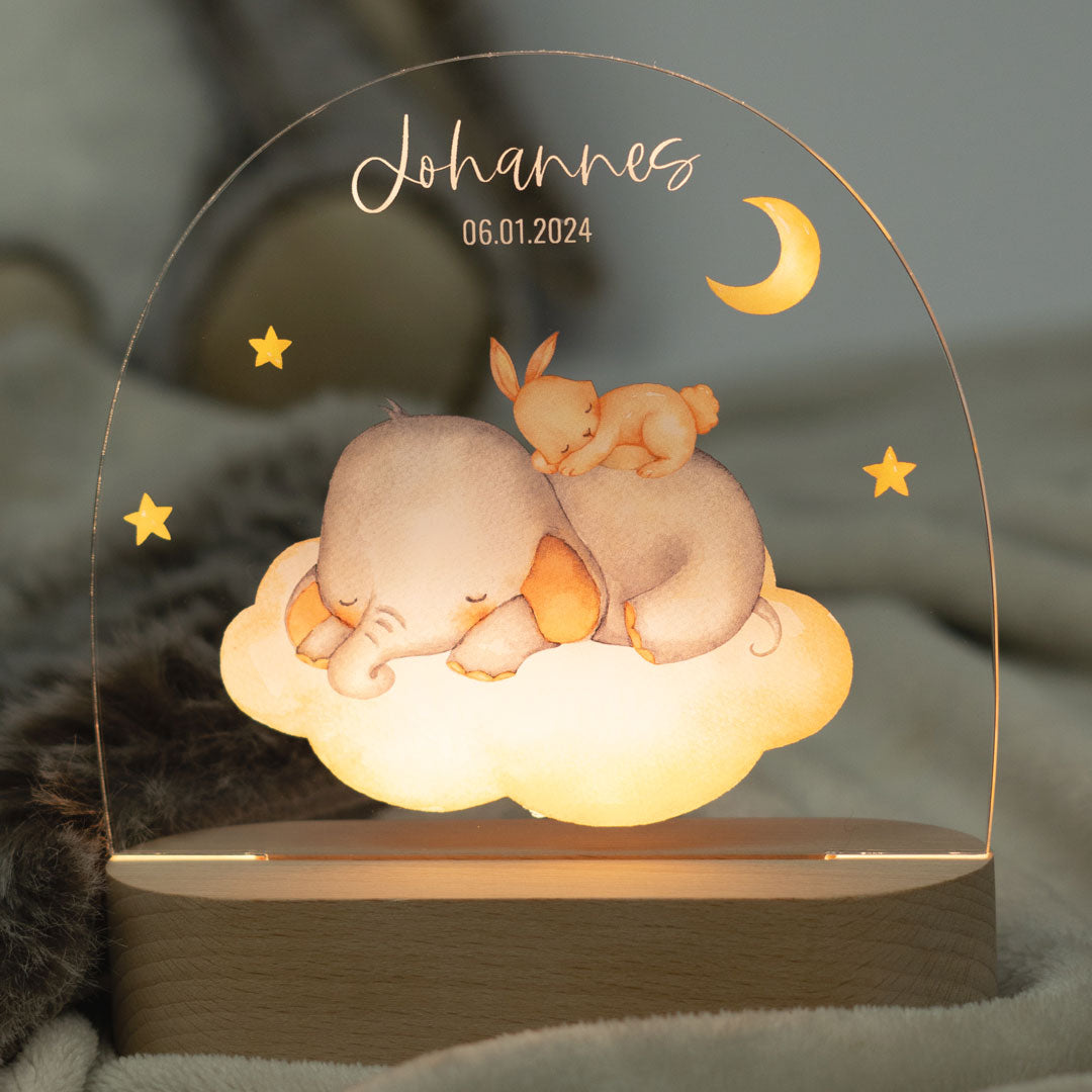 Personalisierte Sleepy Animals Nachtlichter – Traumhafte Lichter für Kinderzimmer von MY FAM POSTER | Personalisierte Poster