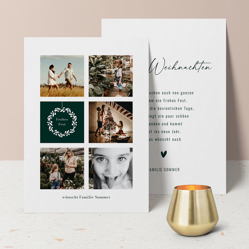 Personalisierte Weihnachtskarte 'Family Pictures', Postkarte (14.8x10.5) / 80 von MY FAM POSTER | Personalisierte Poster