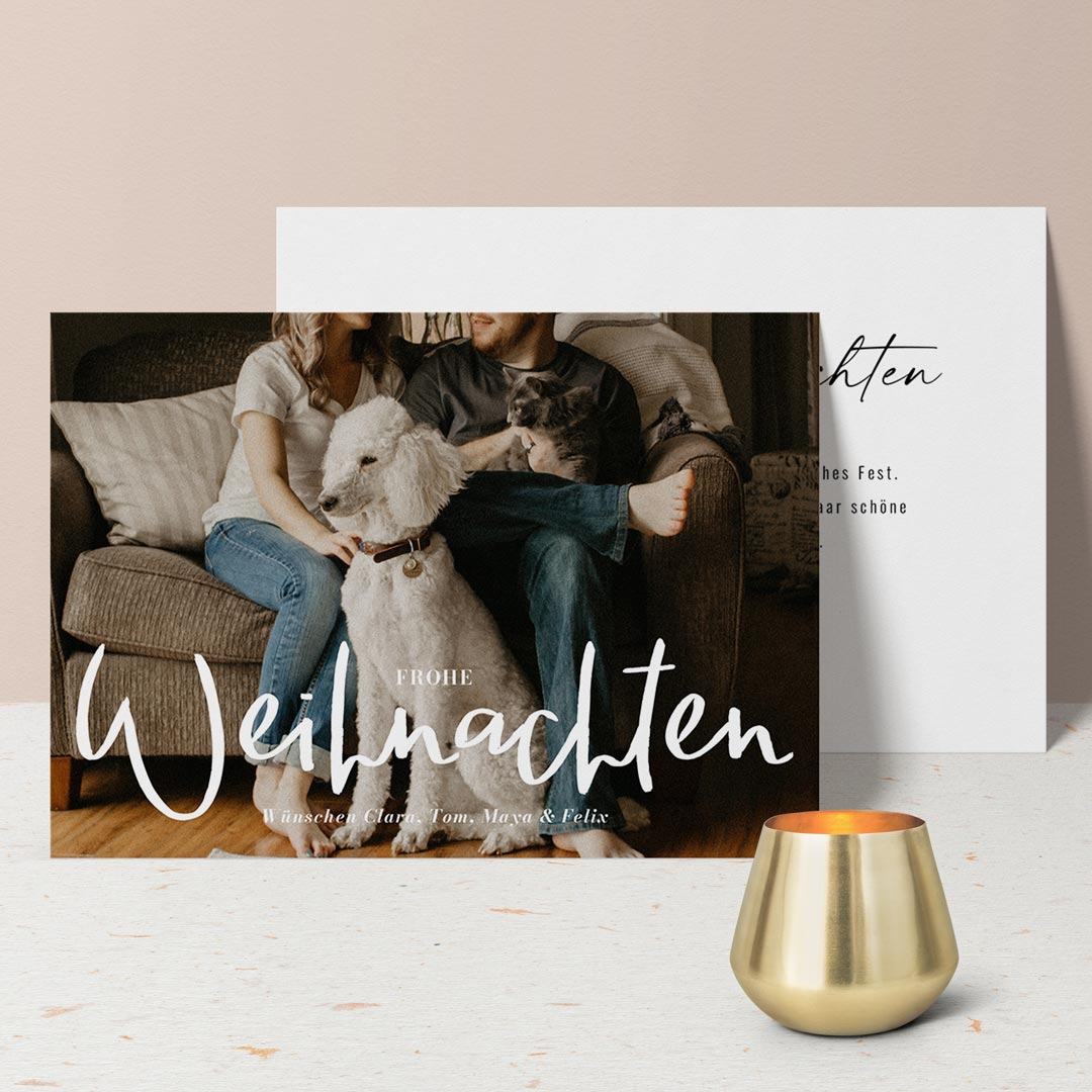 Personalisierte Weihnachtskarte 'Panorama', Postkarte (14.8x10.5) / 80 von MY FAM POSTER | Personalisierte Poster