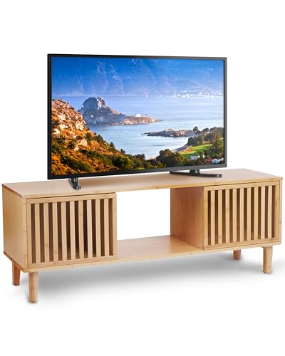 MY FAT GORILLA TV Schrank Lowboard – Stilvolles TV Board aus Holz mit Lamellentüren – Fernsehschrank für Wohnzimmer – Modernes TV Möbel mit Stauraum – TV Sideboard, Unterschrank & Regal von MY FAT GORILLA