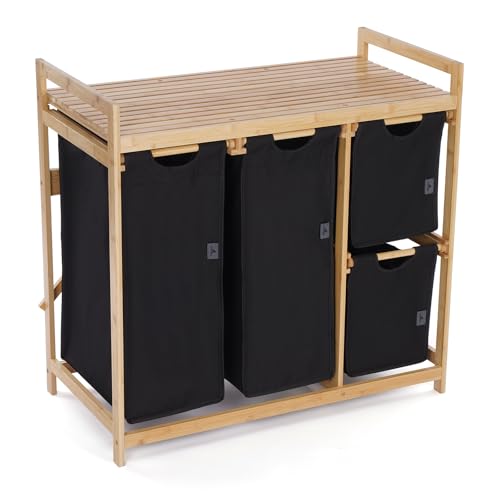Wäschekorb aus Bambus Schwarz – Wäschesammler & Wäschekörbe mit 4 Fächern – 150L Wäschebox für Bad, Schlafzimmer, Waschküche oder Flur – Laundry Baskets 87x46x15 cm Wäschekorb aus Bambus Schwarz – Wäschesammler & Wäschekörbe mit 4 Fächern – 150L Wäschebox für Bad, Schlafzimmer, Waschküche oder Flur – Laundry Baskets 87x46x15 cm von MY FAT GORILLA