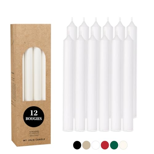 MY JOLIE CANDLE - 12 gerade dekorative Kerzen – Weiß – 22 cm – Brenndauer von 7 Stunden – nicht parfümiert – Baumwolldocht – französisches Produkt MY JOLIE CANDLE - 12 gerade dekorative Kerzen – Weiß – 22 cm – Brenndauer von 7 Stunden – nicht parfümiert – Baumwolldocht – französisches Produkt von MY JOLIE CANDLE