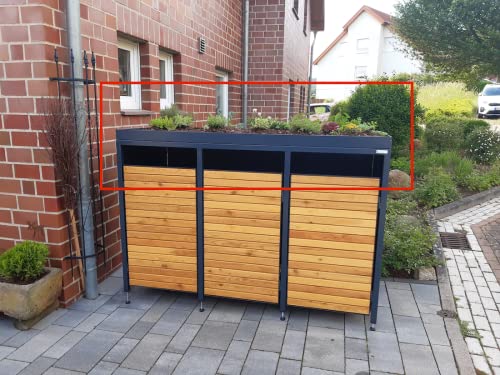 MY-MÜLLTONNE Aluminium Pflanzwanne für 3er 120 L Beton Mülltonnenbox (Pflanzdach) wahlweise in RAL 7016, RAL 9006 oder DB 703 von MY-MÜLLTONNE