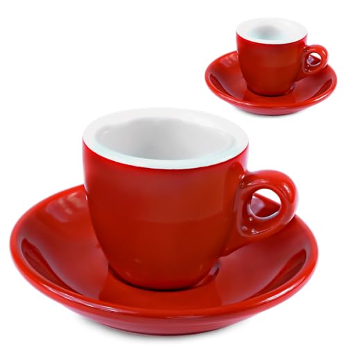 MY Obsession EspressoTassen Set, Mokkatassen, 56ml - Extra Dickwandig, Italienisches Design, Geschenkverpackung, Porzellan (2 Tassen Rot/Weiß) von MY Obsession