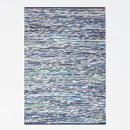 MY-RUG Chindi bunter Teppich 120 x 170 cm - Grau Blau, handgewebt, recycelte Baumwolle als Flickenteppich gestreift und moderner Kelim Fleckerlteppich Rajesh von MY-RUG