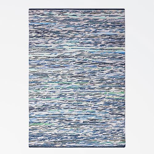 MY-RUG Chindi bunter Teppich 80 x 150 cm - Grau Blau, handgewebt, recycelte Baumwolle als Flickenteppich gestreift und moderner Kelim Fleckerlteppich Rajesh von MY-RUG