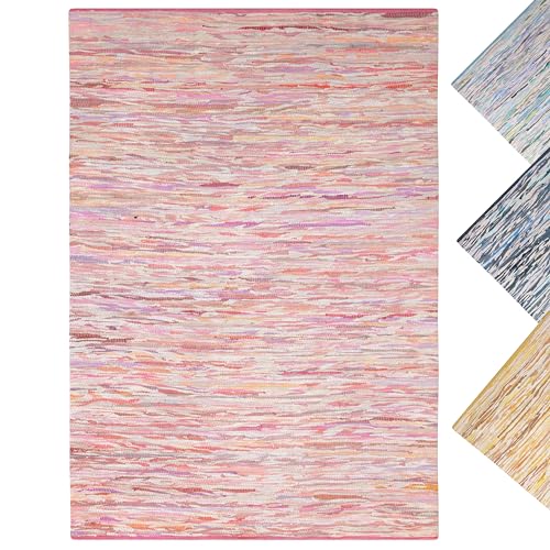 MY-RUG Handgewebter Flickenteppich aus Baumwolle | Fleckerlteppich in Handarbeit gewebt | Boho Teppich | bunter Kinderteppich, weich & strapazierfähig | Baumwollteppich | Pink, eckig 80 x 150 cm MY-RUG Handgewebter Flickenteppich aus Baumwolle | Fleckerlteppich in Handarbeit gewebt | Boho Teppich | bunter Kinderteppich, weich & strapazierfähig | Baumwollteppich | Pink, eckig 80 x 150 cm von MY-RUG