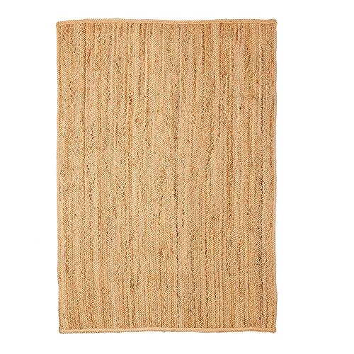 MY-RUG Großer handgemachter Jute Teppich Nitin 200 x 140 cm - Rechteckig, robust, Outdoorteppich, Natur, Juteteppich fürs Wohnzimmer oder Küche im Boho Style von MY-RUG