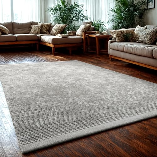 MY-RUG Handgemachter Wollteppich WoolHeaven aus gewalkter Schurwolle, 240 x 290 cm, in Creme-Weiß - EIN gewalkter Teppich für EIN harmonisches Wohnzimmer von MY-RUG