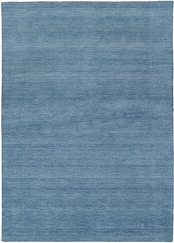 MY-RUG Handloom Wollteppich Devi 150 x 80 cm - Frischer Hauch von Blau für das Wohnzimmer. Handgewebt, hochwertige Schurwolle. von MY-RUG