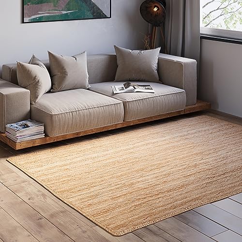 MY-RUG Natur Teppich Nitin 60 x 40 cm - Kleiner Juteteppich, handgemacht in braun, Juteteppich als Vorleger oder Fussmatte im Boho Style von MY-RUG