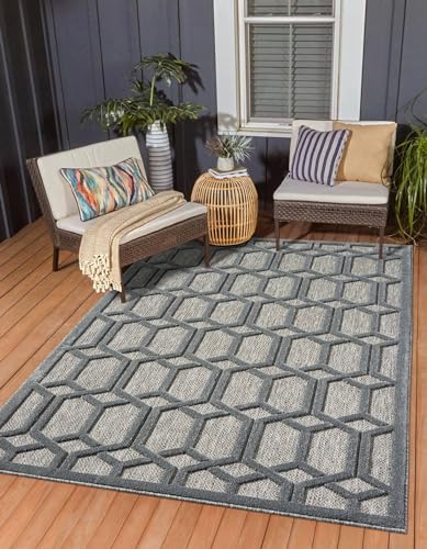 MY-RUG Outdoor Teppich wetterfest 100 x 160 cm, UV beständig & robust für Garten Terrasse, Balkon Küche & Wohnzimmer, kurzflor waschbarer Wohnzimmerteppich, Ross von MY-RUG