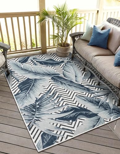 MY-RUG Outdoor Teppich wetterfest 80 x 150 cm, UV beständig & robust für Garten Terrasse, Balkon Küche & Wohnzimmer, kurzflor waschbarer Wohnzimmerteppich, Azure von MY-RUG