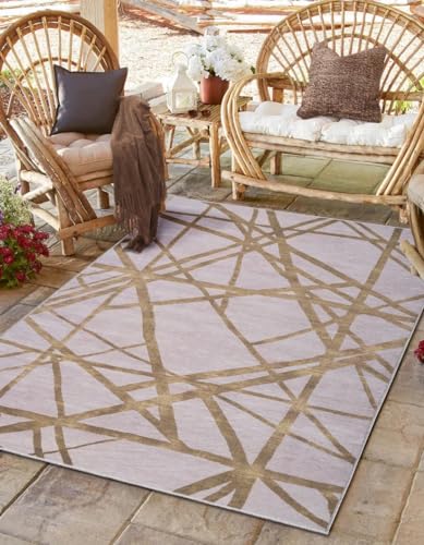 MY-RUG Outdoor Teppich wetterfest Balkon Terrasse Garten Cove 160x230cm, Maschinen waschbar bis 30Grad, Abstraktes modernes Boho Ethno Muster Design von MY-RUG