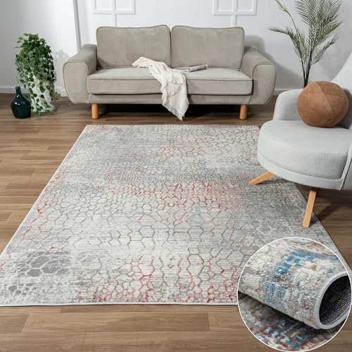 MY-RUG Teppich Hanne rechteckig Beige 290 x 200 cm Badteppich mit kurzem Floor, Kinderteppich oder Schlafzimmer für robuste Anwendung in Beige Grau für Teppiche Gegend von MY-RUG