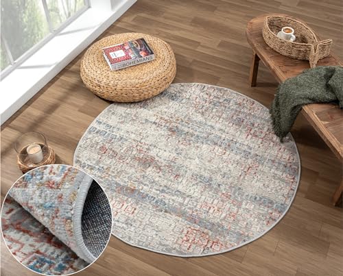 MY-RUG Teppich Hanne rund Beige 120 x 120 cm Runder Esszimmerteppich in kurzflor, Badezimmerteppich in Beige Grau meliert für das Wohnzimmer MY-RUG Teppich Hanne rund Beige 120 x 120 cm Runder Esszimmerteppich in kurzflor, Badezimmerteppich in Beige Grau meliert für das Wohnzimmer von MY-RUG