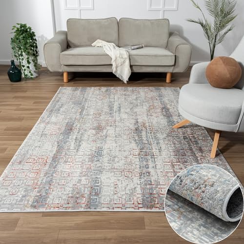 MY-RUG Teppich Leikny rechteckig Beige 150 x 80 cm Läufer meliert für den Flur und Eingang, Schlafzimmerteppich hell kurzflor, Küchenteppich in Beige Grau für Deinen Boho Stil von MY-RUG