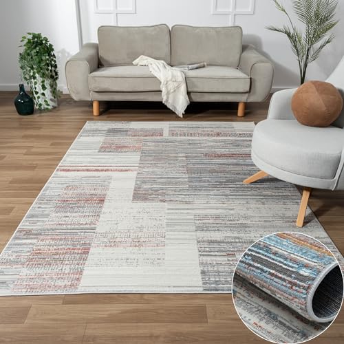 MY-RUG Teppich Tove rechteckig Creme 290 x 200 cm Badteppich mit kurzem Floor, Kinderteppich oder Schlafzimmer für robuste Anwendung in Beige Grau für Teppiche Gegend von MY-RUG