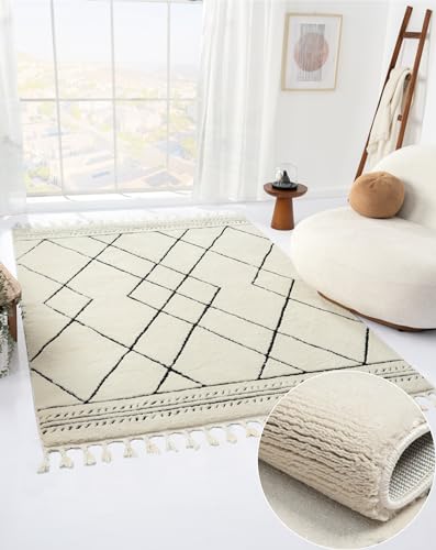 MY-RUG Teppich Wohnzimmer Ella rechteckig weiß 200 x 290 cm - Weicher großer Scandi Style Kinderzimmerteppich in Hochflor von MY-RUG