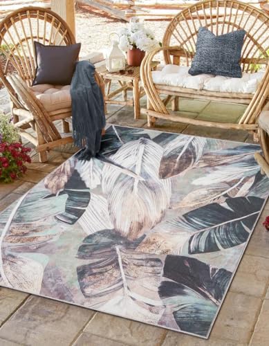 MY-RUG Outdoor Teppich wetterfest Balkon Terrasse Garten Lagu 160x230cm, Maschinen waschbar bis 30Grad, Abstraktes modernes Boho Ethno Muster Design von MY-RUG