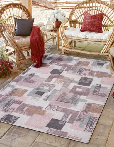 MY-RUG Outdoor Teppich wetterfest Balkon Terrasse Garten Mira 160x230cm, Maschinen waschbar bis 30Grad, Abstraktes modernes Boho Ethno Muster Design von MY-RUG