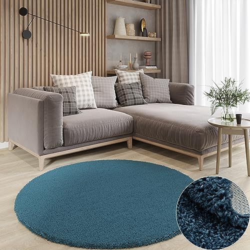 MY-RUG Shaggy Star kuscheliger Langflor Teppich, Rutschhemmende Unterseite, extra Langer Hochflor 37 mm, Pflegeleicht, Super Soft, Felloptik, dunkelblau, Navy, Marine, rund 150 cm MY-RUG Shaggy Star kuscheliger Langflor Teppich, Rutschhemmende Unterseite, extra Langer Hochflor 37 mm, Pflegeleicht, Super Soft, Felloptik, dunkelblau, Navy, Marine, rund 150 cm von MY-RUG